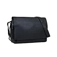 stilord 'tom' vintage sac à bandoulière cuir Élégant sac à l'Épaule unisexe sacoche pour ordinateur portable de 15 pouces serviette, couleur:noir