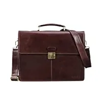 stilord ''edward' sac d'affaires pour hommes 15,6' porte-documents serviette en cuir bandoulière epaule femmes travail ordinateur portable, couleur:polo - marron