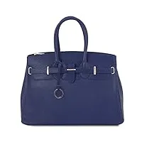 tuscany leather tlbag sac à main pour femme avec finitions couleur or bleu foncé