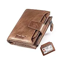 senbos portefeuille homme en cuir véritable, poche à monnaie avec blocage rfid, 18 porte carte crédit, 2 compartiment à billets et support de carte d'identité amovible, avec boîte cadeau
