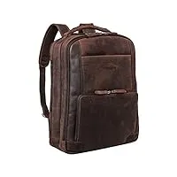 stilord 'harlow' sac à dos homme ordinateur cuir xl business laptop backpack grand sac à dos travail avec de nombreux compartiments vintage cuir véritable, couleur:zamora - marron