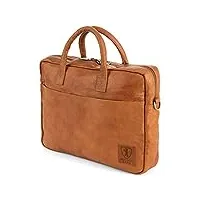 berliner bags madrid 2.0 sacoche pour ordinateur portable en cuir vintage pour homme et femme marron, marron