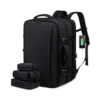 lovevook sac à dos voyage cabine avion 40l grand bagage à main antivol sac à dos ordinateur portable 17 pouces imperméable homme femme noir