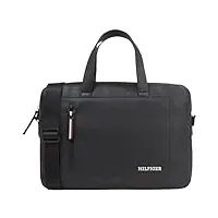 tommy hilfiger sac pour ordinateur portable homme pique slim computer bag avec fermeture Éclair, noir (black), taille unique