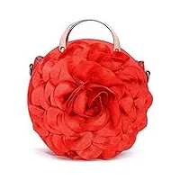 rajonn sacs à main de soirée pour femmes, sac femme fleur épaule diagonale mode sacs en dentelle de conception ronde (bleu clair) (grand rouge)