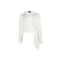 dulcey blouse portefeuille en satin, laine/blanc, xs femme