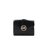 michael kors portefeuille à rabat moyen pour femme avec imprimé mk « carmen », noir , taille unique, moderne