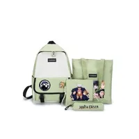 cartables scolaires generique set de 4 pièces sac à dos,sacs à bandoulière,sac de messager,trousse jujutsu kaisen vert