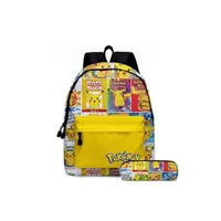 cartables scolaires generique set de 2 pièces sac à dos et trousse pour enfants pokémon pikachu jaune