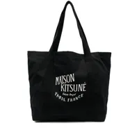 maison kitsuné sac cabas à logo imprimé - noir