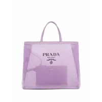 prada sac cabas brodé de sequins à logo imprimé - violet