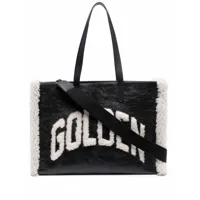 golden goose sac cabas en cuir à logo - noir