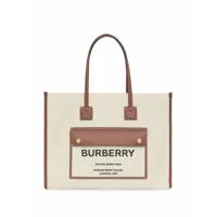 burberry sac cabas freya médium bicolore - tons neutres