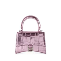 balenciaga mini sac à main hourglass métallisé - rose