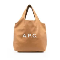 a.p.c. sac à main en cuir à logo imprimé - marron