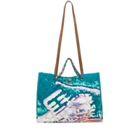 chanel pre-owned sac cabas limited edition graffiti watercolour (2011) - bleu