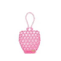 0711 sac à main à ornements de perles - rose