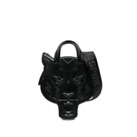 plein sport sac à main en cuir à design tête de tigre - noir