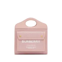 burberry sac cabas en toile à bordure en cuir - rose