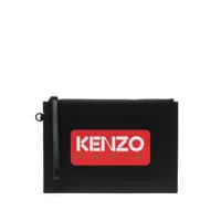 kenzo pochette en cuir à logo - noir