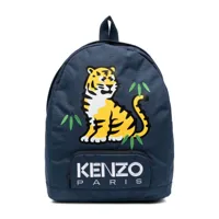 kenzo kids sac à dos à logo brodé - bleu