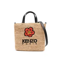 kenzo sac cabas boke flower en paille - tons neutres