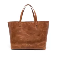golden goose sac cabas en cuir à logo imprimé - marron