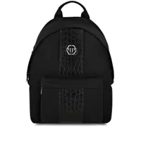 philipp plein sac à dos zippé à plaque logo - noir