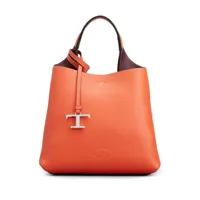 tod's sac cabas en cuir à logo imprimé - orange