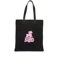 palm angels sac cabas leon à logo imprimé - noir
