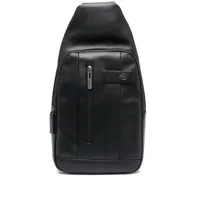 piquadro sac à dos zippé à plaque logo - noir