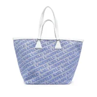 karl lagerfeld sac cabas à logo k/essential en jacquard - bleu