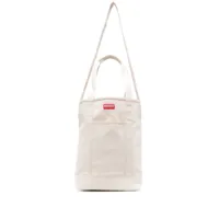 kenzo sac cabas en coton à logo imprimé - tons neutres