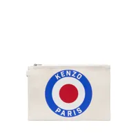 kenzo pochette kenzo target en toile - blanc