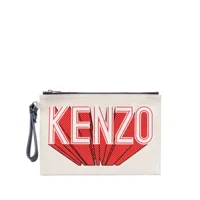 kenzo pochette en toile à logo imprimé - tons neutres