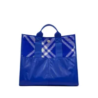 burberry grand sac cabas à carreaux - bleu