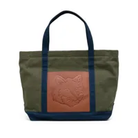 maison kitsuné grand sac cabas à patch logo - vert