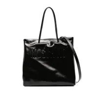 moschino logo-debossed leather tote bag - noir