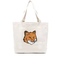 maison kitsuné sac cabas chillax fox en coton - tons neutres