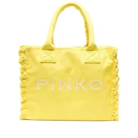 pinko sac de plage à logo brodé - jaune