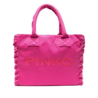 pinko sac de plage à logo brodé - rose