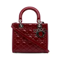 christian dior sac à main lady dior cannage médium pre-owned (2013) - rouge