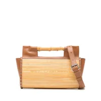 feng chen wang sac à main en cuir artificiel à détail en bambou - marron