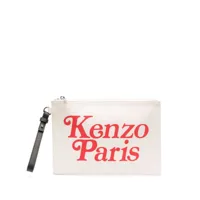 kenzo pochette en coton à logo imprimé - blanc