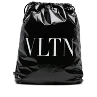 valentino garavani pre-owned sac à dos vltn en cuir verni - noir