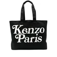 kenzo grand sac cabas à logo imprimé - noir