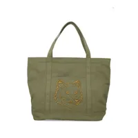 maison kitsuné grand sac cabas fox head - vert