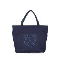 maison kitsuné grand sac cabas fox head - bleu