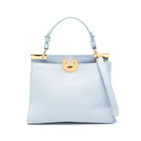 coccinelle small binxie leather tote bag - bleu
