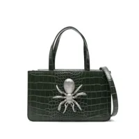 puppets and puppets small spider snakeskin-effect tote bag - vert